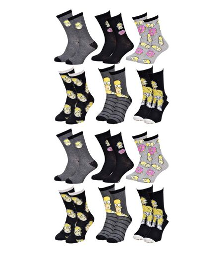 Chaussettes homme Simpsons en Coton -Assortiment modèles photos selon arrivages- Pack de 12 Paires