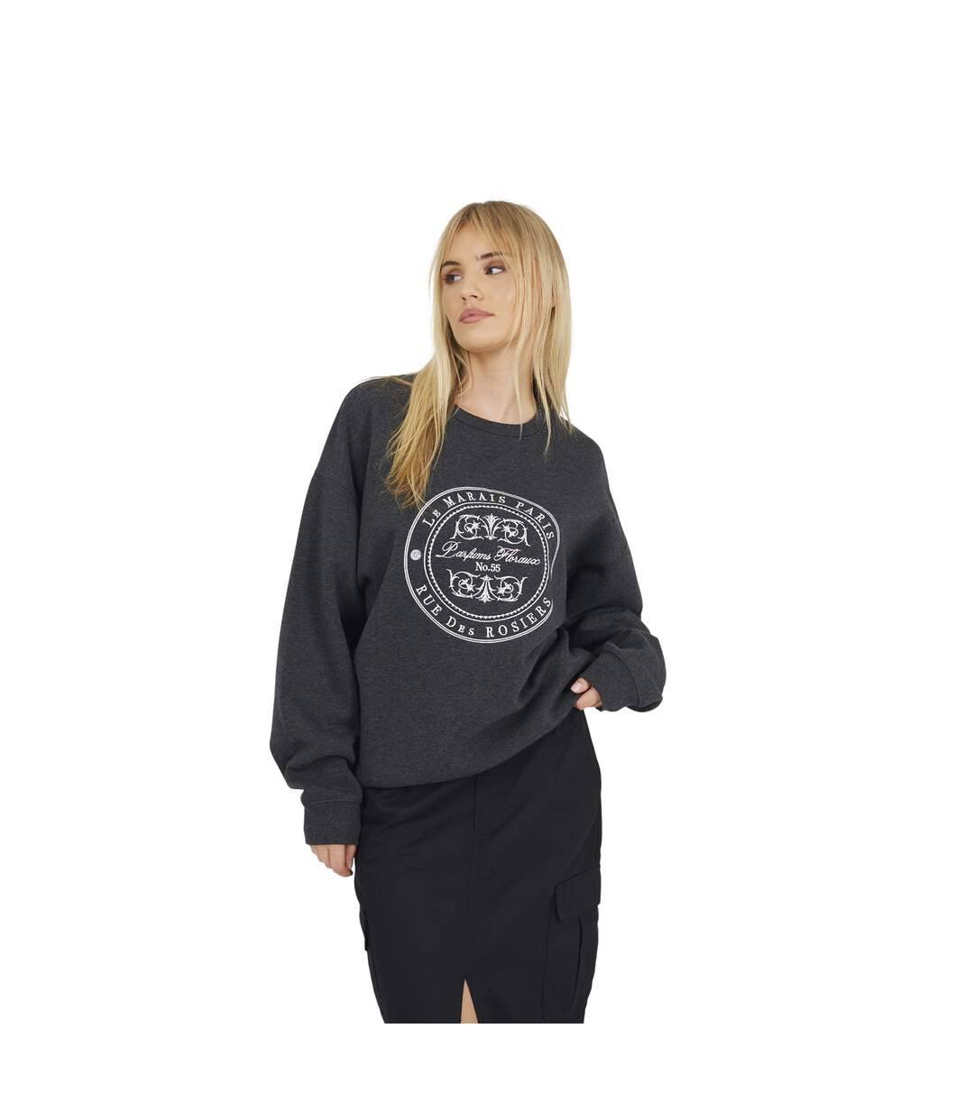 Sweat Le Marais Paris Femme Charbon Chiné Crème Brave Soul-1