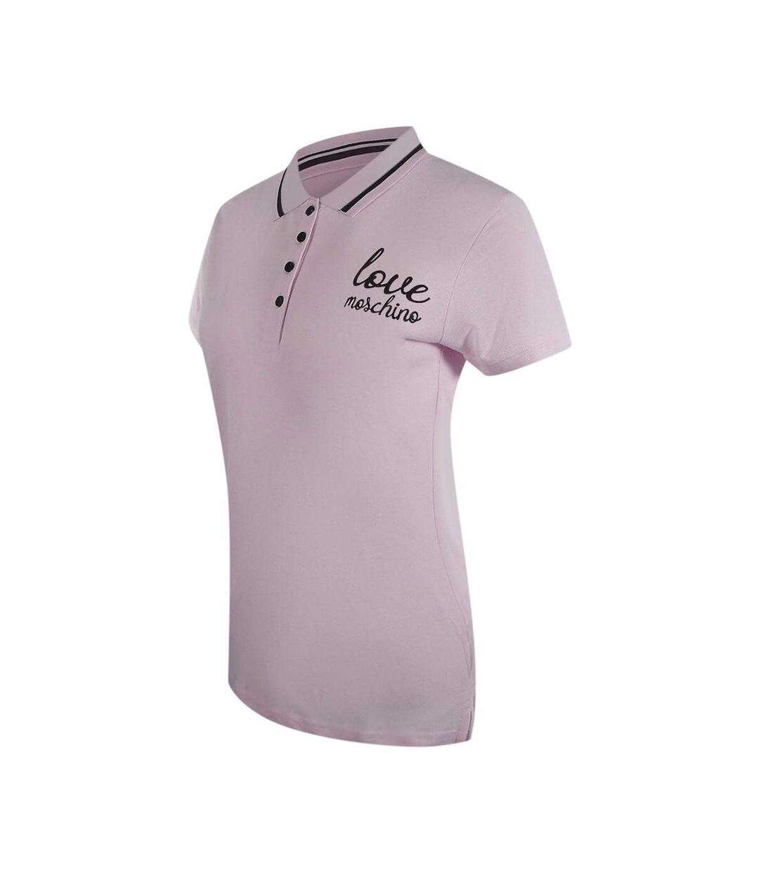 Womens/ladies Embroidered Logo Polo Shirt Pink Love Moschino-3