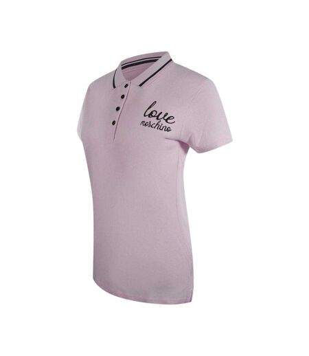 Womens/ladies Embroidered Logo Polo Shirt Pink Love Moschino