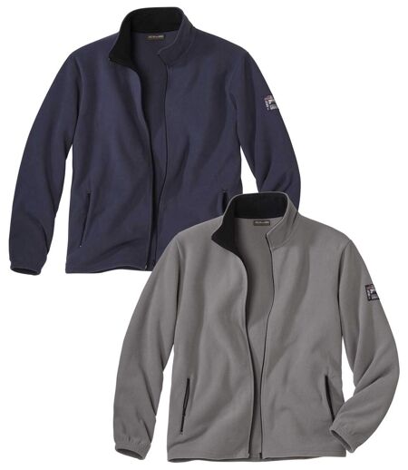 Pack of 2 Men's Microfleece Jackets - Navy Taupe