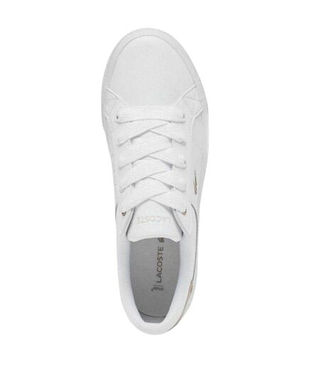 Womens/ladies Ziane Leather Platform Trainers White Bronze Lacoste