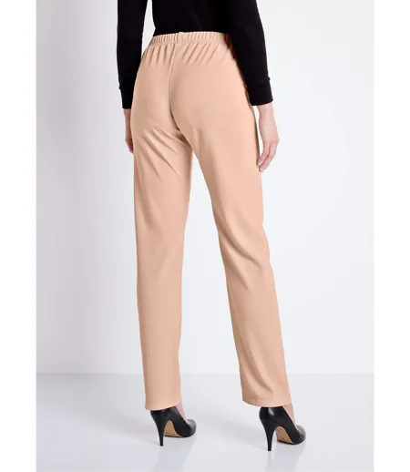 Pantalon droit taille élastiquée maille côtelée