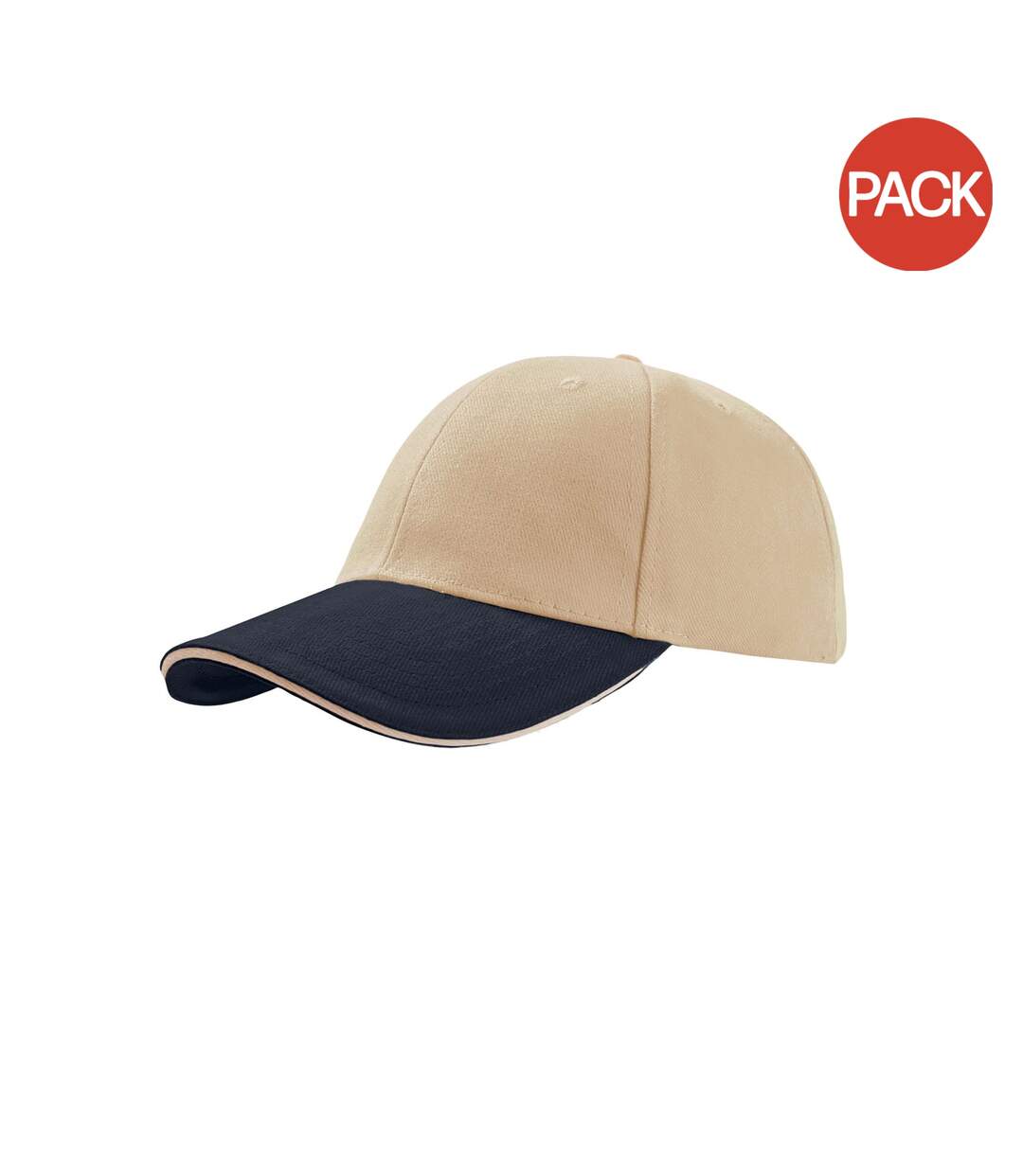 Lot de 2  casquettes en coton épais adulte beige / bleu marine Atlantis-1