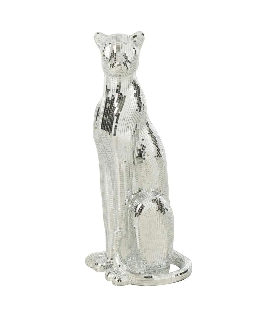 Statue Déco Léopard Disco 62cm Argent-1