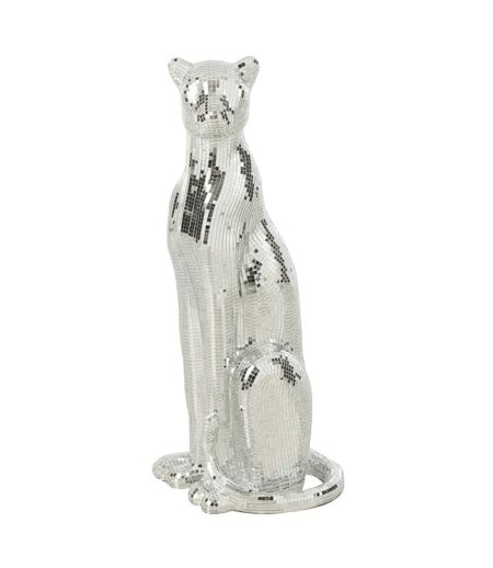 Statue Déco Léopard Disco 62cm Argent