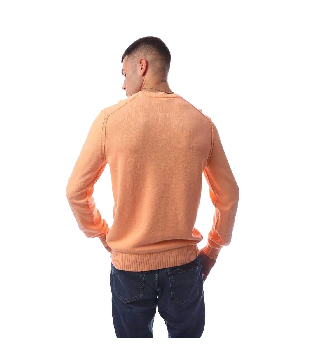 Mens Crew Neck Regular Casual Sweater Top Pastel Orange Boss-3