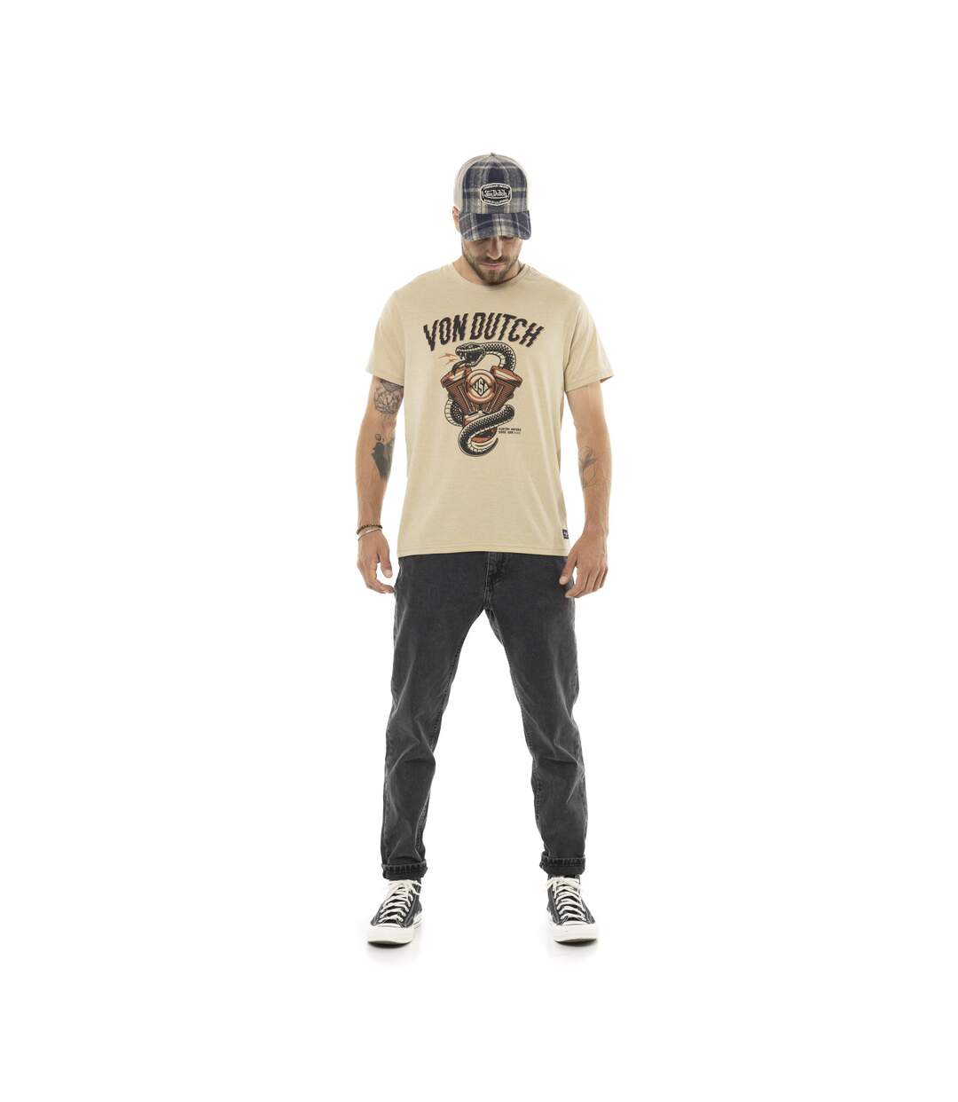T-shirt homme col rond chiné regular print devant Vibra Vondutch-4