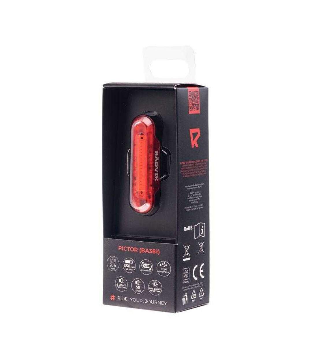 Éclairage De Vélo Cyclisme Pictor Taille Unique Rouge Radvik-3