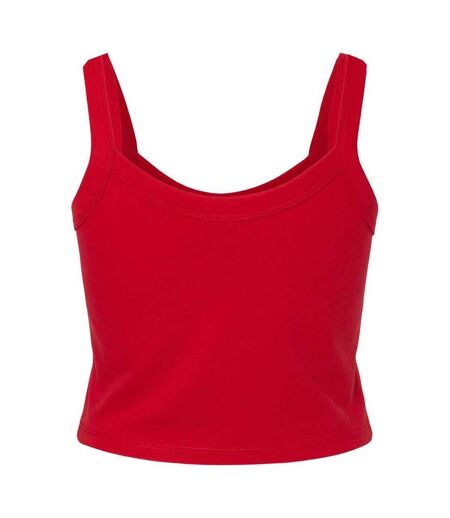 Womens/ladies micro-rib spaghetti strap tank top solid red Bella + Canvas