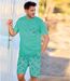 Men's Turquoise Palm Island Pyjama Short Set 