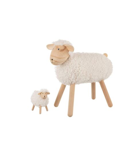 Statuette Mouton en Bois Chalet 45cm Blanc Cassé