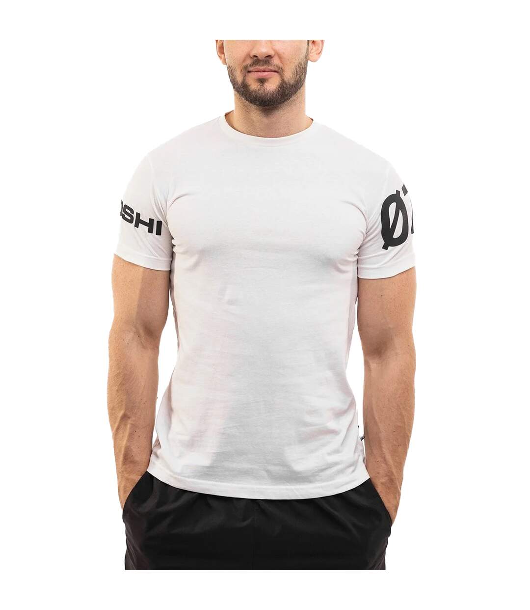 T-shirt Motif/style Imprimé Sur Manche Homme Blanc Ozoshi-1