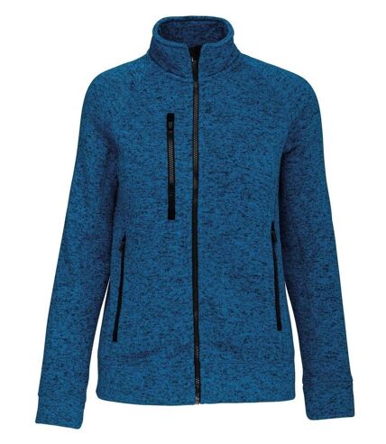 Veste chinée ouverture zippée - femme - K9107 - bleu roi mélange