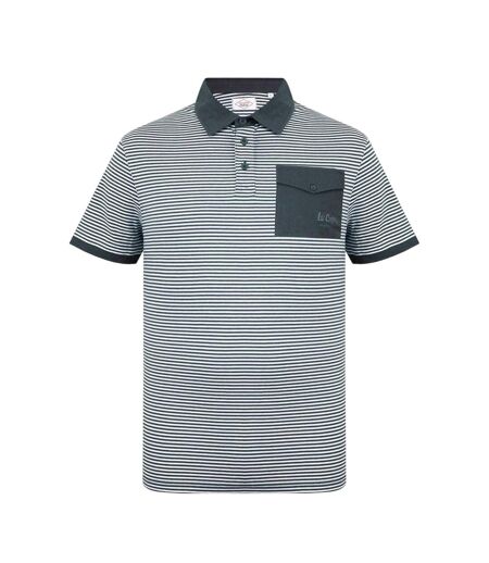 Mens Stripe Polo Shirt Charcoal White Lee Cooper