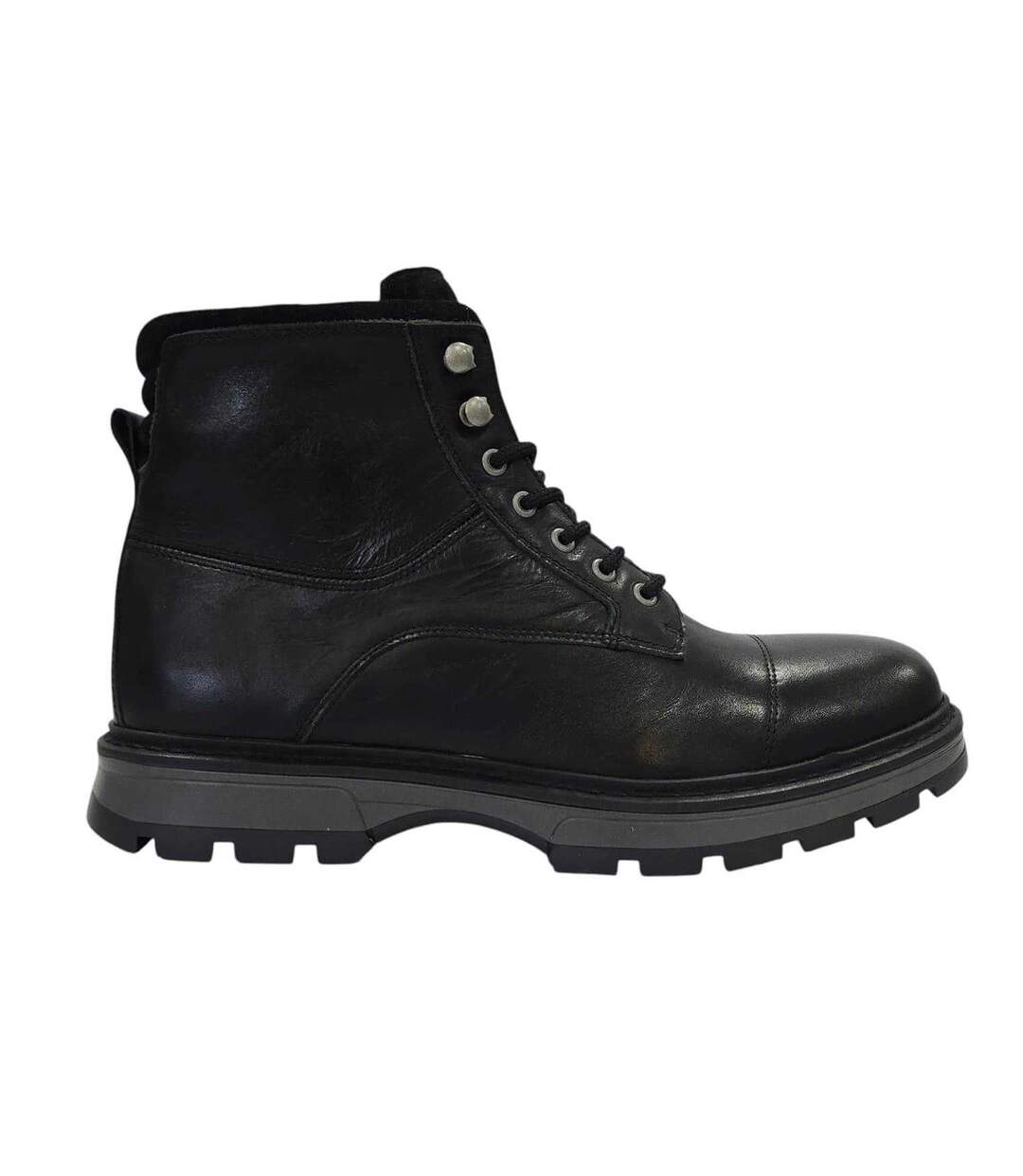 Mens Ralf Leather Round Toe Hiking Boots Black Firetrap-1