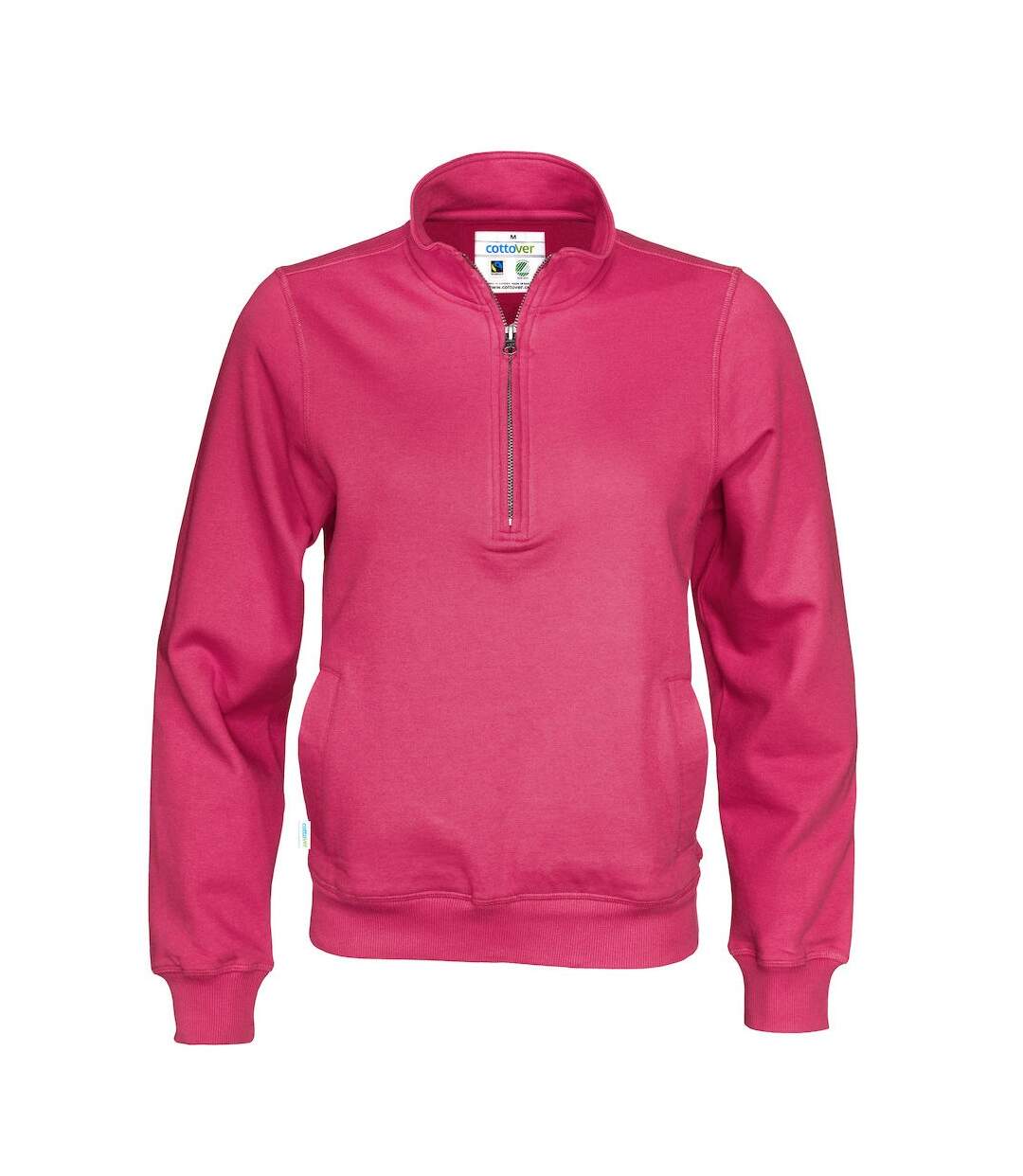 Unisex adult half zip sweatshirt dark cerise Cottover-1