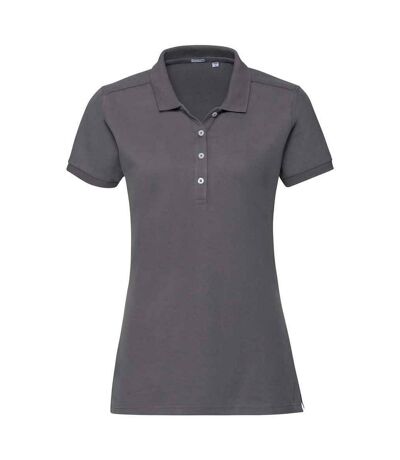 Womens/ladies pique stretch polo shirt convoy gray Russell