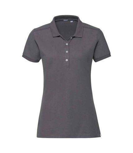 Womens/ladies pique stretch polo shirt convoy gray Russell