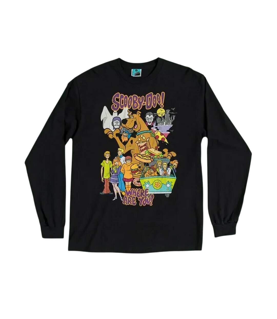 Unisex Adult Heroes And Villains Long-sleeved T-shirt Black Scooby Doo-2