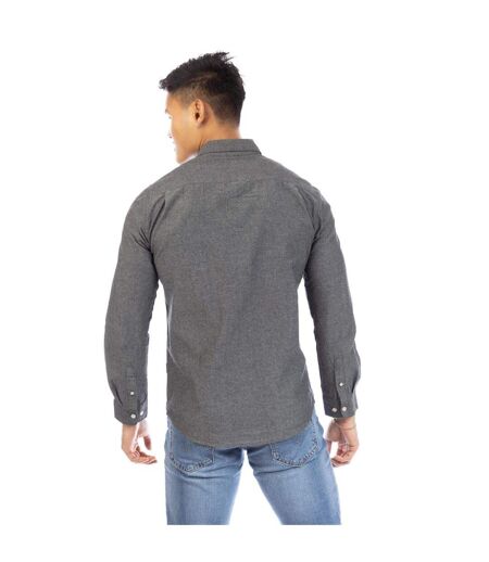 Mens Collared Regular Long-sleeved Shirt Black Peter Werth