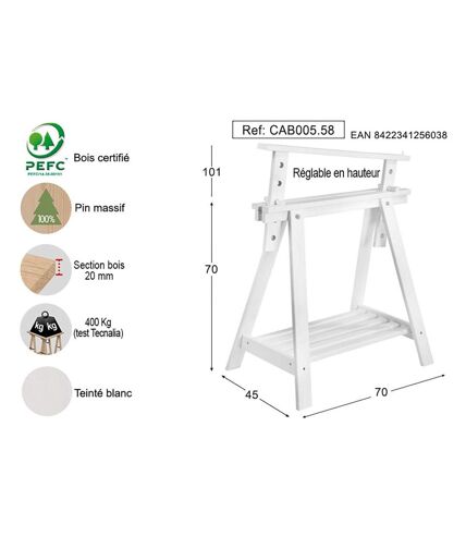 Tréteau architecte en bois peint