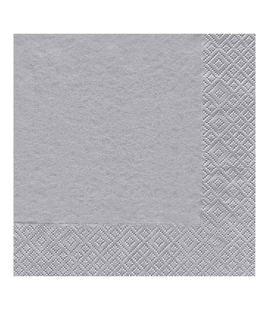 Lot de 20 Serviettes en Papier Cocktail 33x33cm Argent-1