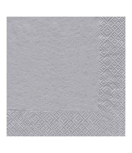 Lot de 20 Serviettes en Papier Cocktail 33x33cm Argent