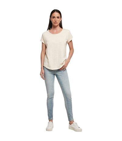 Womens/ladies Long Slub T-shirt White Sand Build Your Brand
