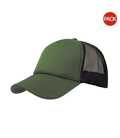 Atlantis Rapper 5 Panel Trucker Cap (Pack of 2) (Olive/Black) - UTAB415