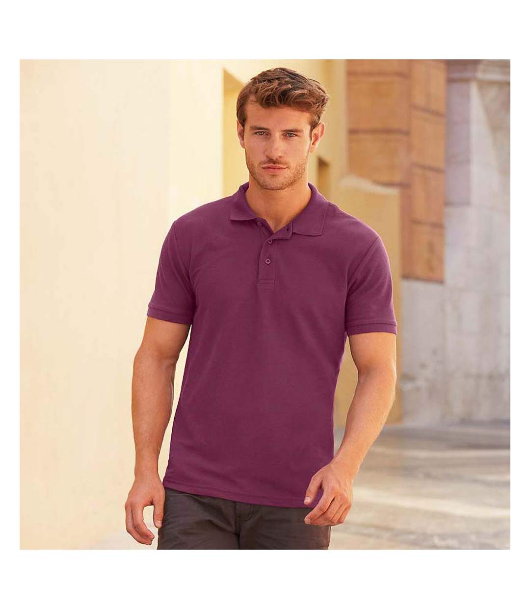 Polo homme bordeaux Fruit Of The Loom