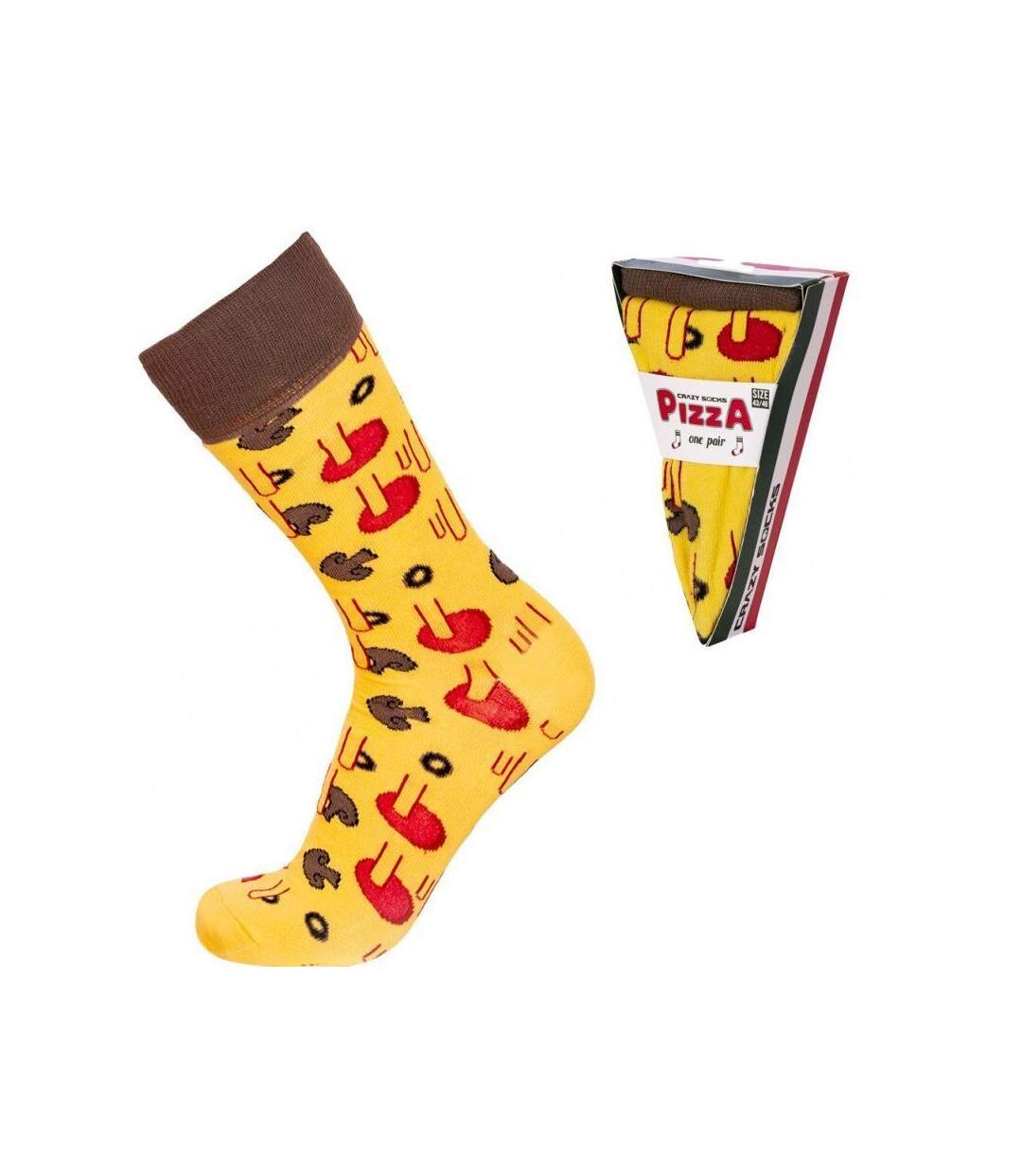 CRAZYSOCKS Chaussettes Homme Coton Bio TCX1 PIZA Jaune Marron