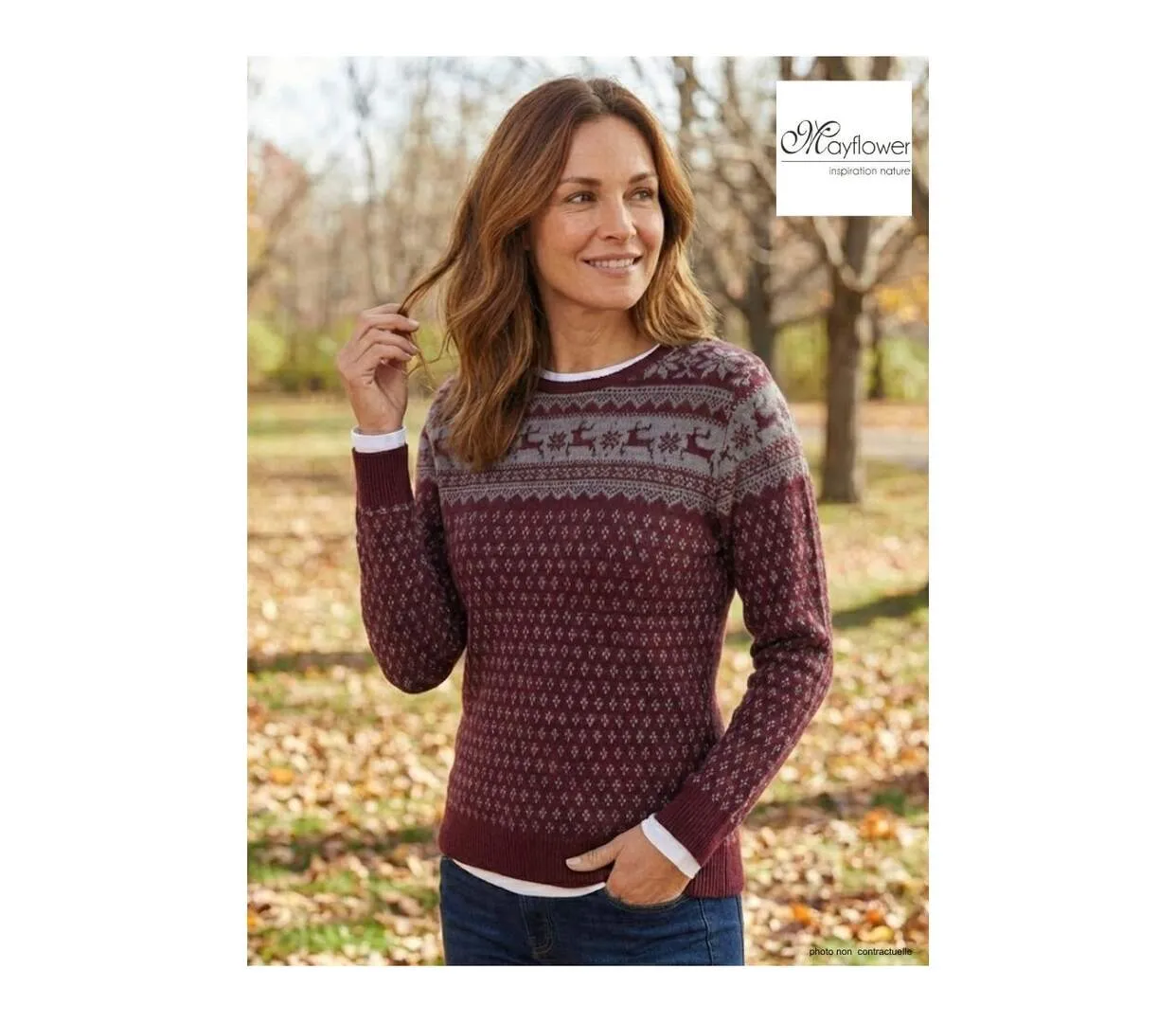 Pull Jacquard Femme Mayflower Colombe1 à Motifs Nordiques-3