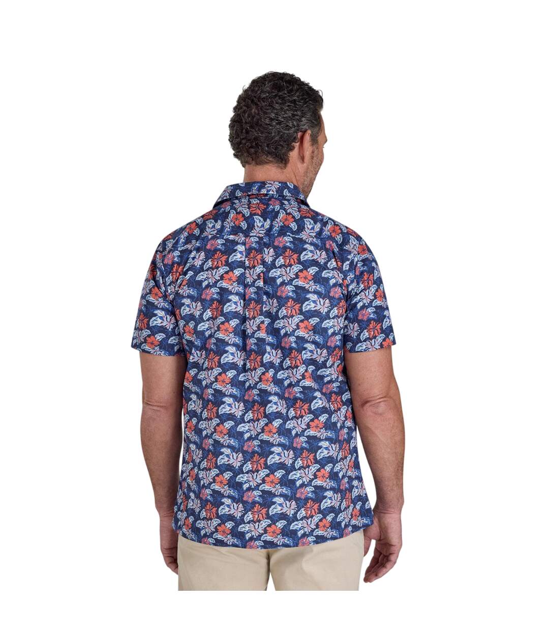 Chemise Manches Courtes Motif/style Floral Hawaii Homme Bleu Marine Raging Bull-3