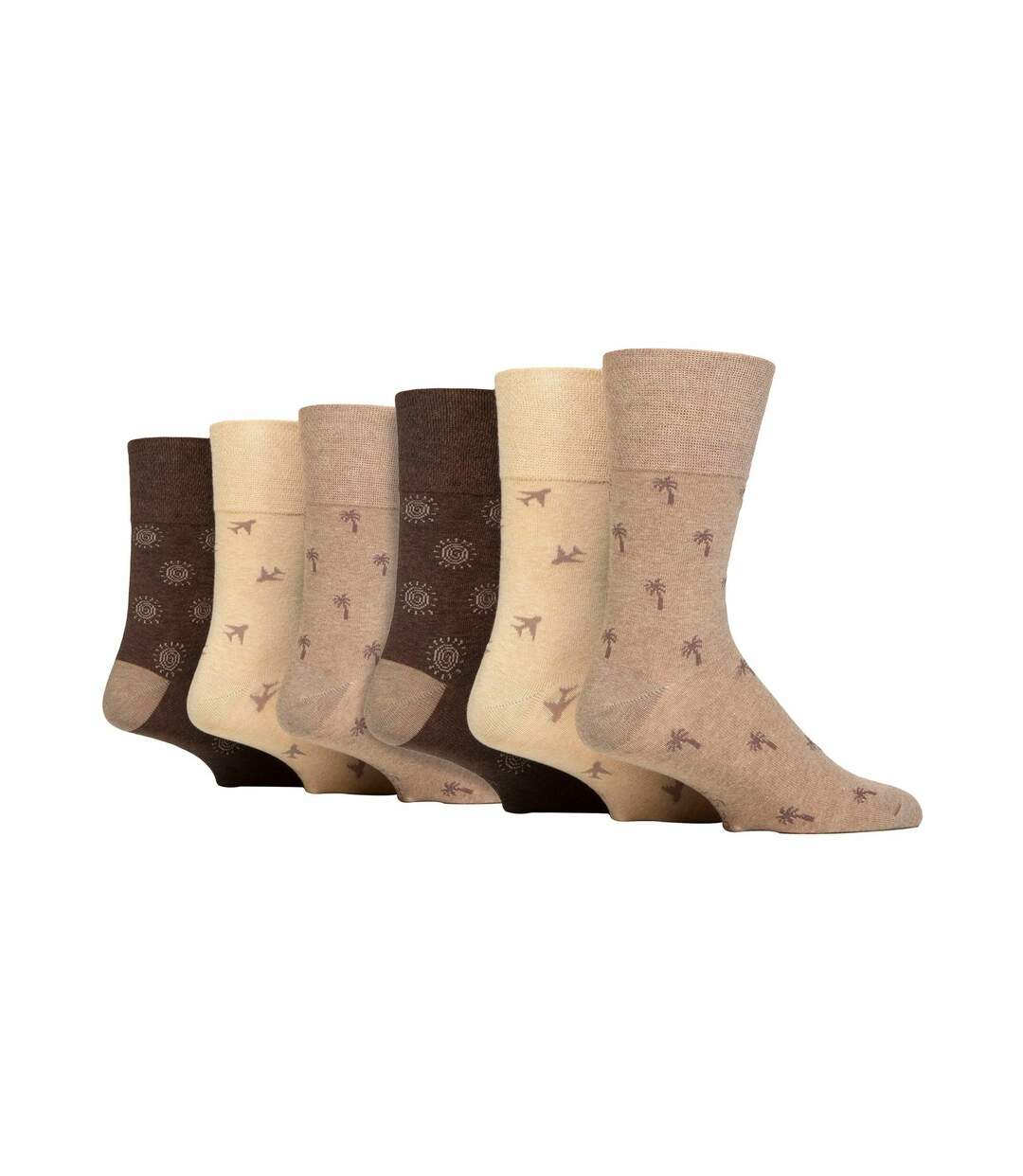 6 Pack Elastic Square Patterned Cotton Socks for Poor Circulation-1