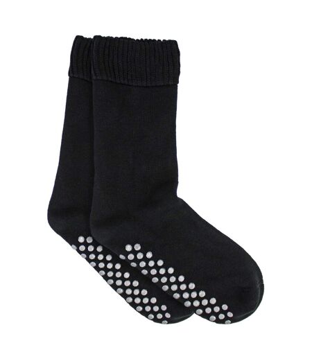 Mens Extra Wide Winter Bed Socks with Grips | Non Slip Thermal Sleep Socks