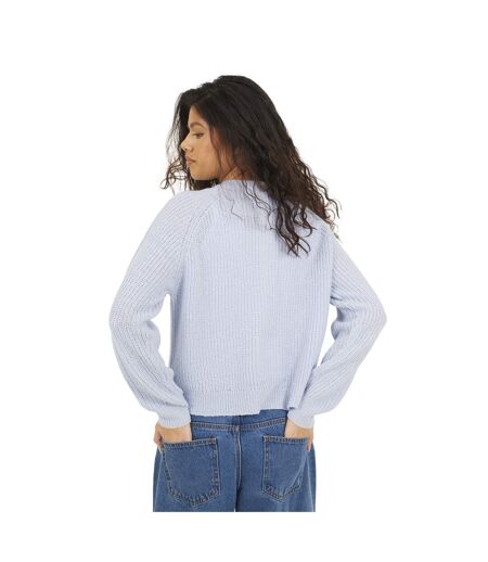 Womens/ladies Lawson Knitted Crew Neck Raglan Cardigan Blue Brave Soul