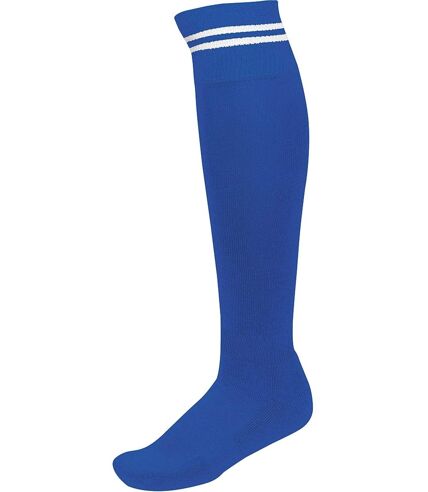 chaussettes sport - PA015 - bleu roi rayure blanche
