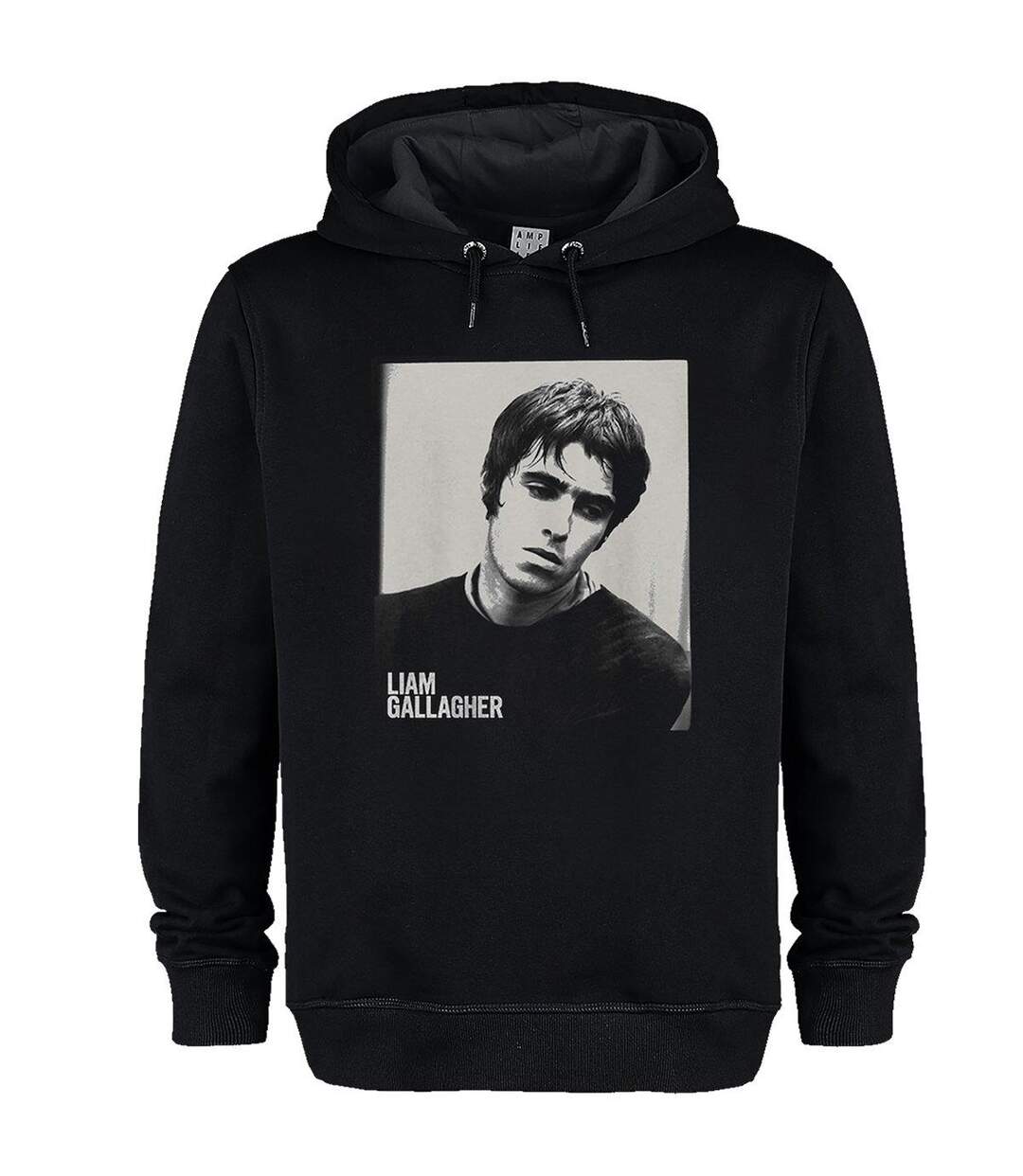 Unisex Adult Polaroid Portrait Liam Gallagher Hoodie Black Amplified-1