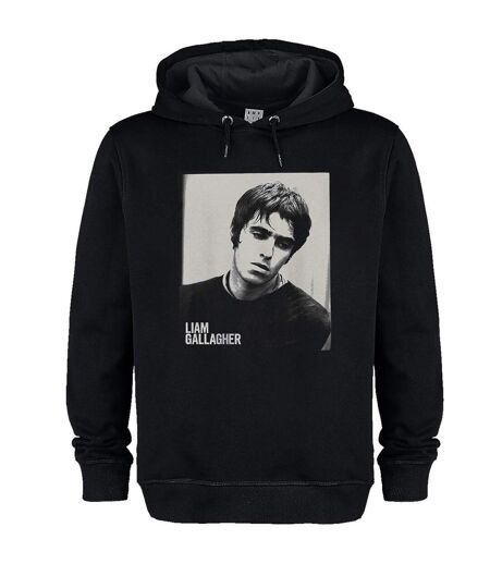 Unisex Adult Polaroid Portrait Liam Gallagher Hoodie Black Amplified