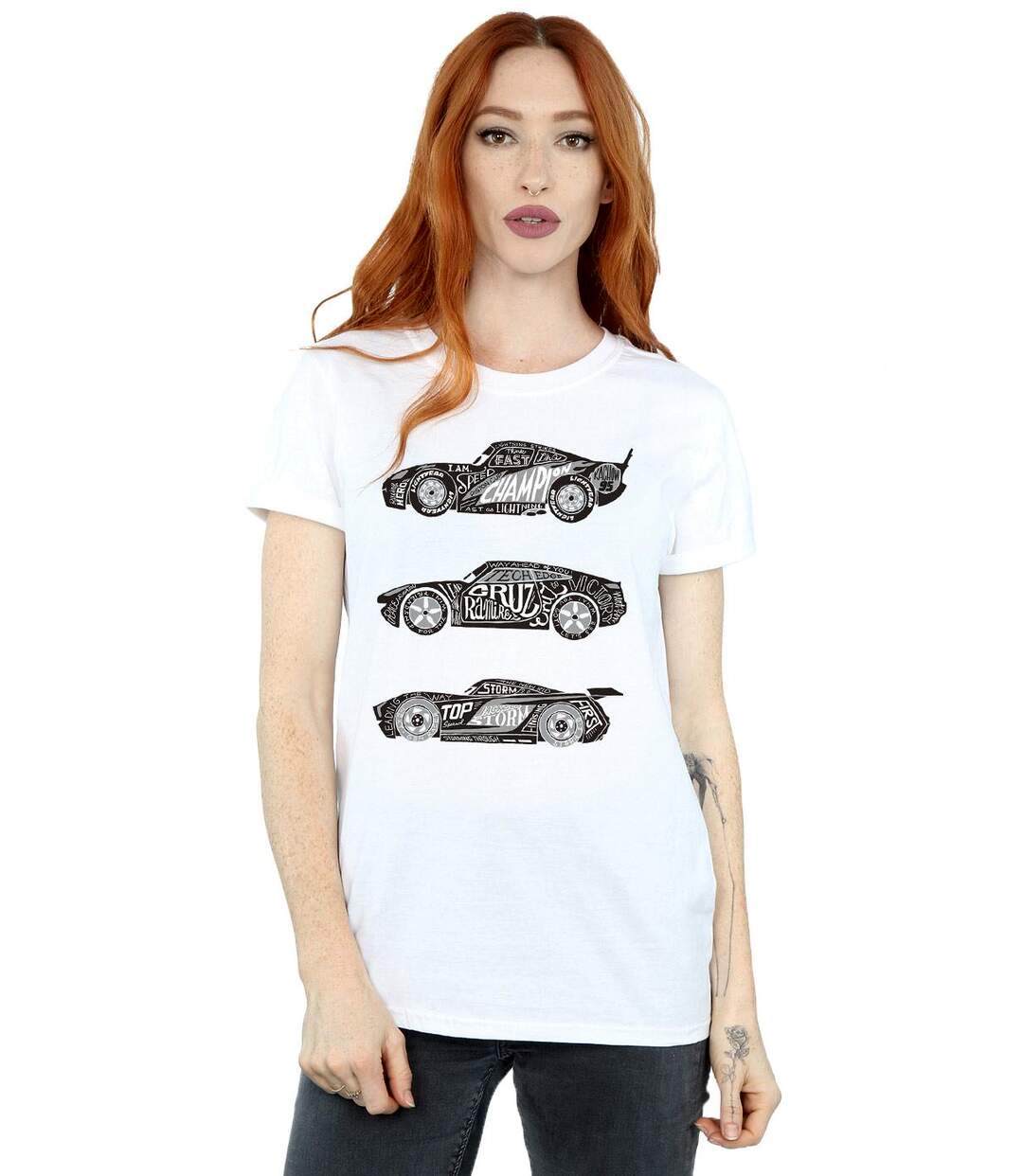 Disney - T-shirt CARS TEXT RACERS - Femme (Blanc) - UTBI16182-2