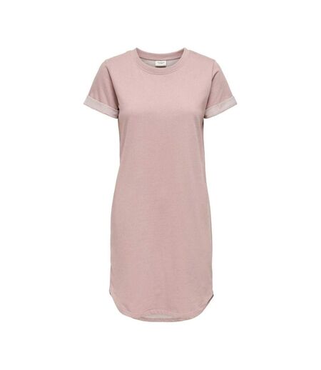 Womens/ladies Crew Neck Mini Shirt Dress Rose Only