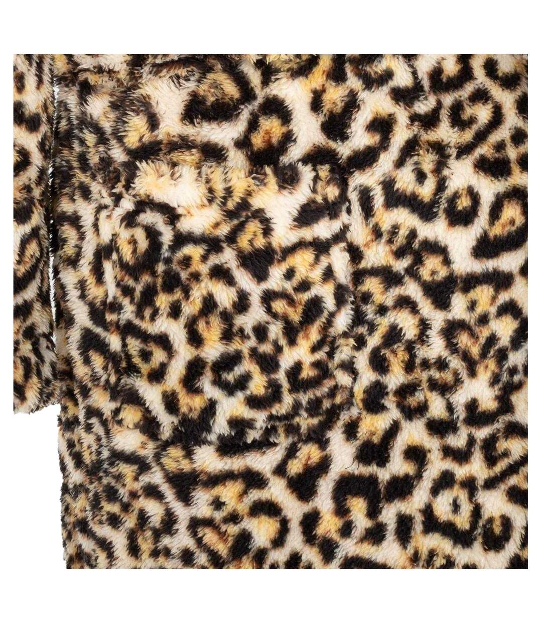 Womens/ladies Leopard Pattern Hooded Robe Brown Black Linea-4