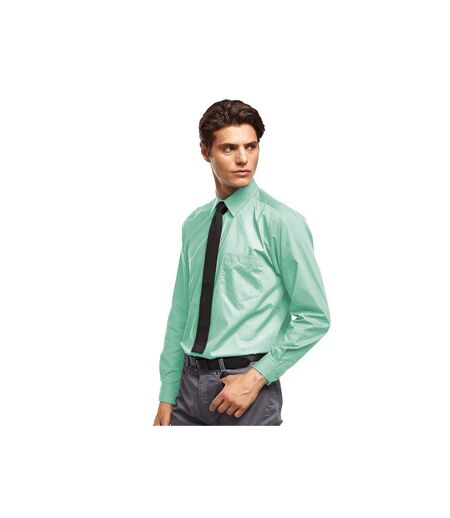 Premier Mens Long Sleeve Formal Plain Work Poplin Shirt (Aqua) - UTRW1081