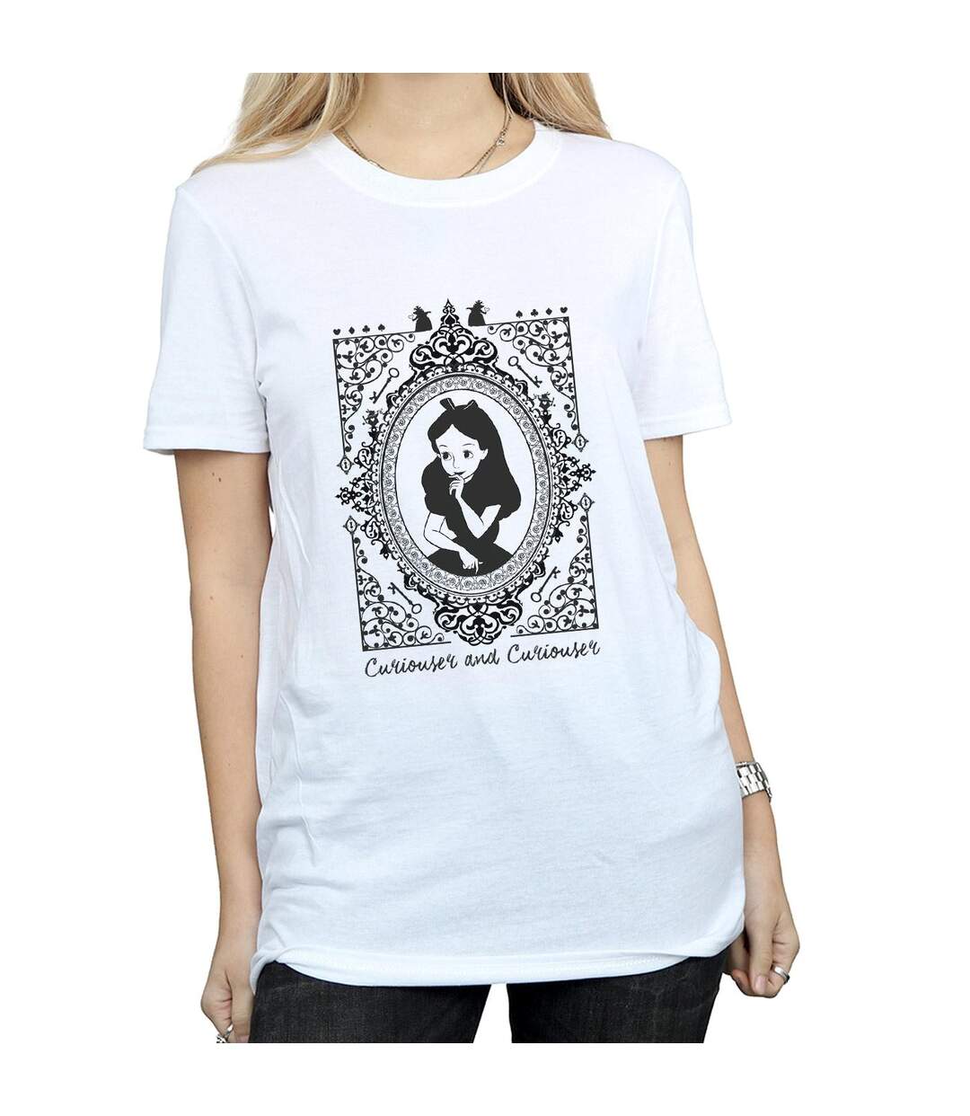Disney Womens/Ladies Alice In Wonderland Frame Cotton Boyfriend T-Shirt (Blanc) - UTBI8501-3