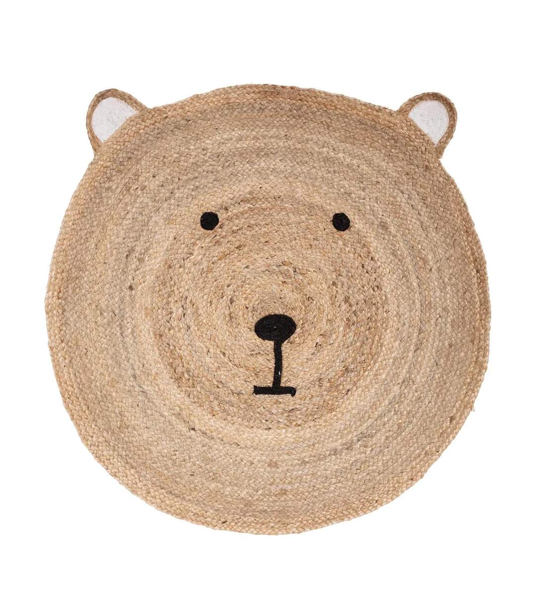 Tapis Enfant en Jute Tête Ourson 100cm Naturel-1