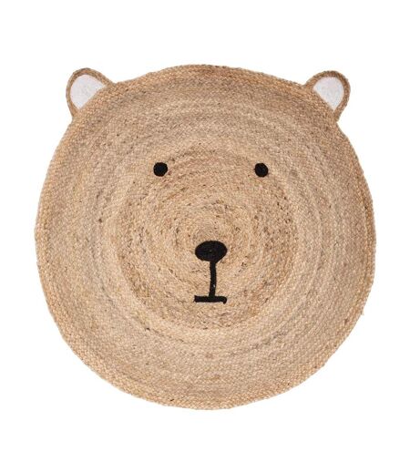 Tapis Enfant en Jute Tête Ourson 100cm Naturel