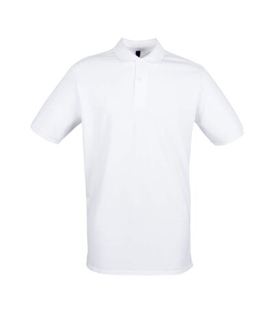 Henbury Mens Modern Fit Cotton Pique Polo Shirt (White)