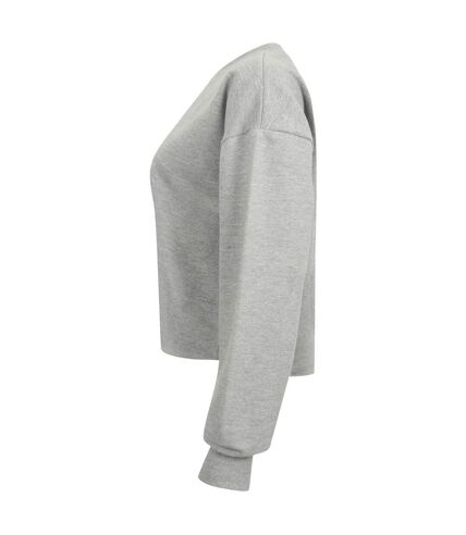 Skinni Fit Womens/Ladies Cropped Slounge Sweatshirt (Heather Gray)