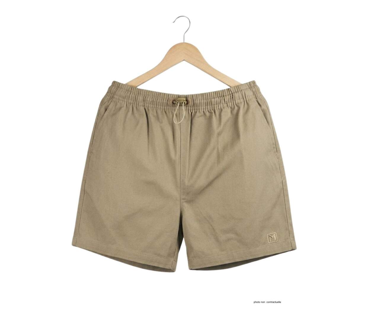 Short homme CHALLENGER 710095U001 beige : le bermuda 3 poches en pur coton pour l'été-2